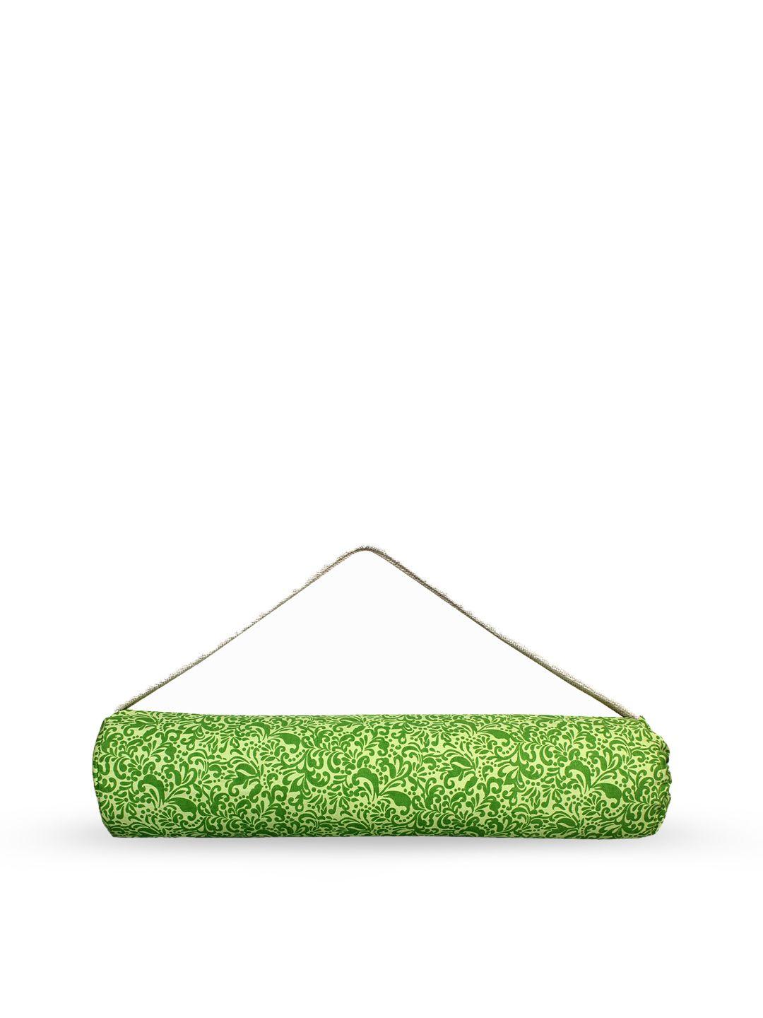 anekaant green printed canvas yoga mat duffle bag