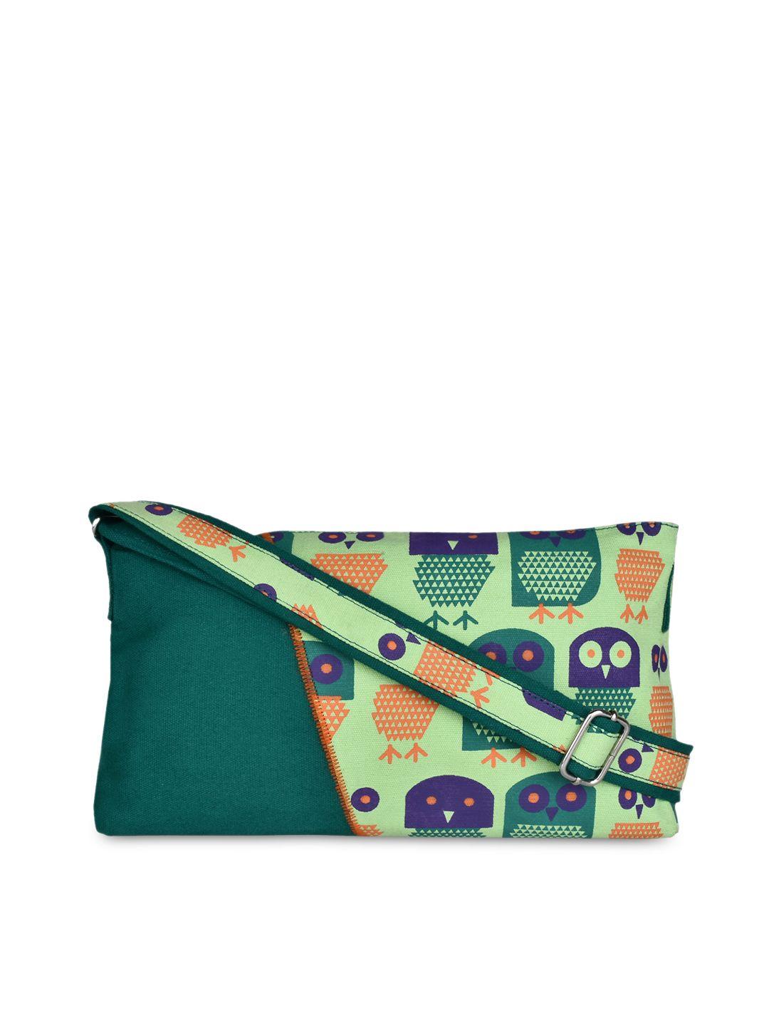 anekaant teal green strix printed sling bag