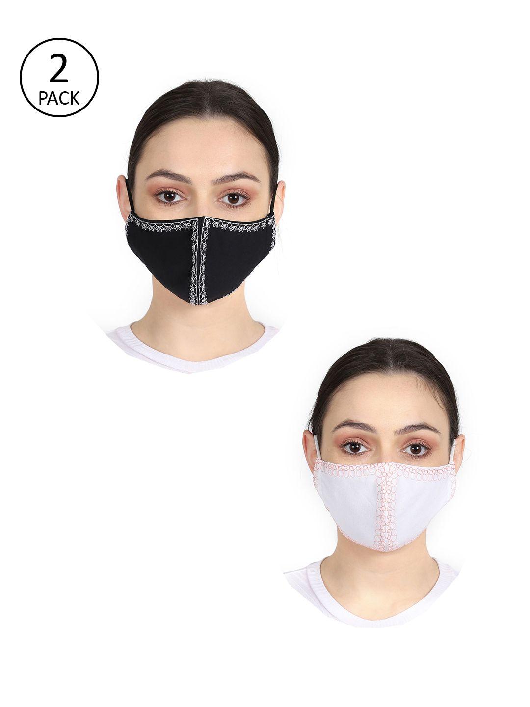 anekaant unisex pack of 2 embroidered 3-ply reusable cloth masks