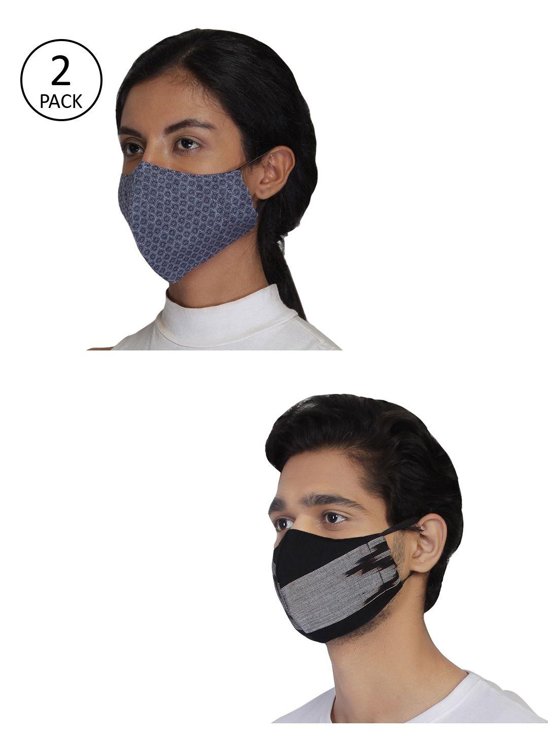 anekaant unisex pack of 2 printed 3-ply reusable cloth masks