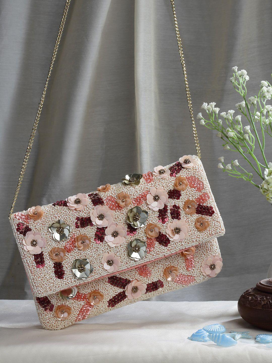 anekaant beads & sequines embellished canvas sling bag