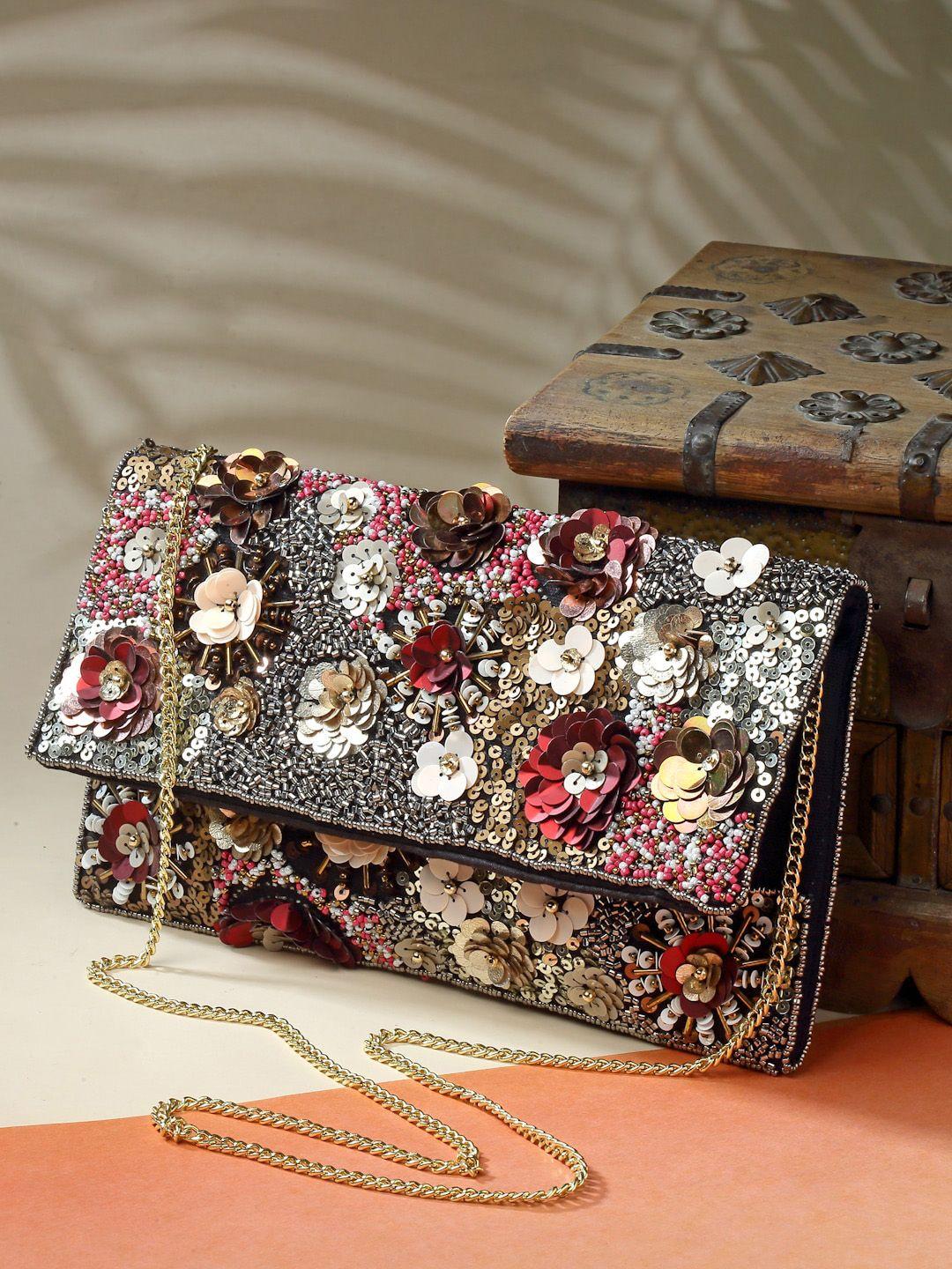 anekaant beads & sequines embellished canvas sling bag