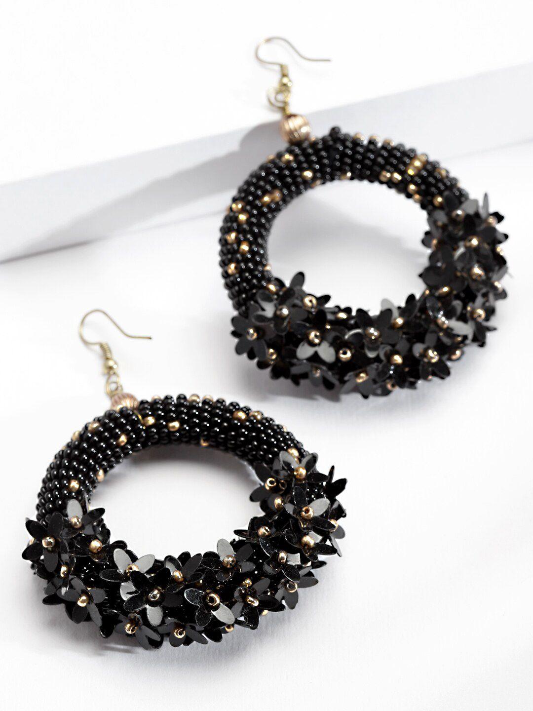 anekaant black circular hoop earrings