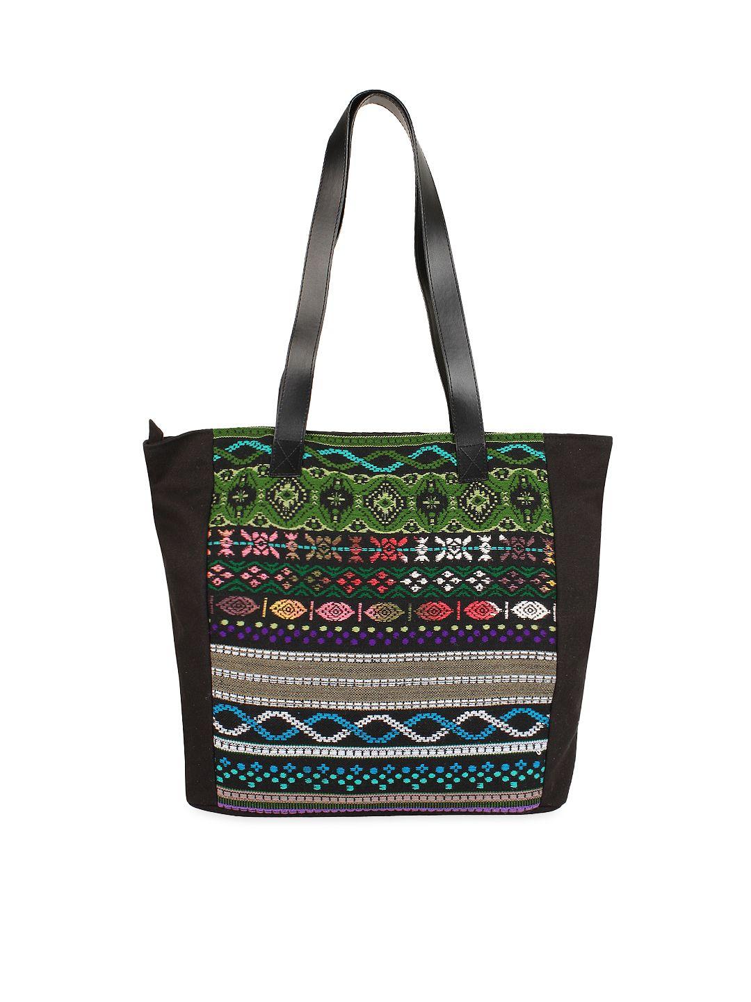 anekaant black embroidered tote bag