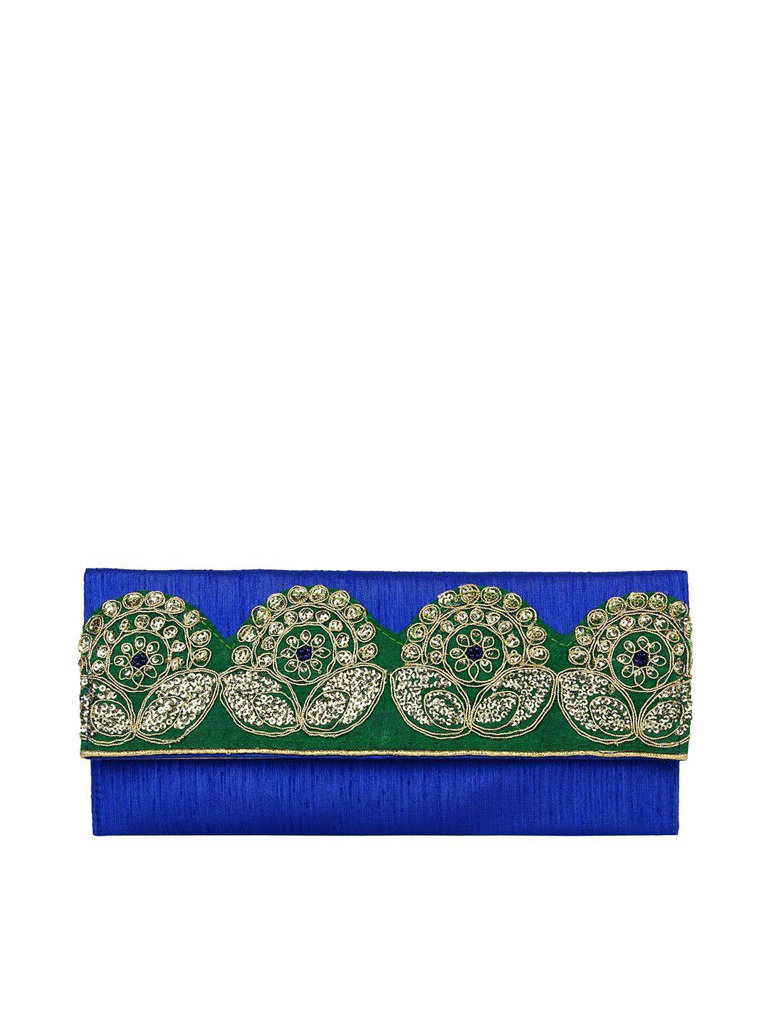anekaant blue embroidered clutch