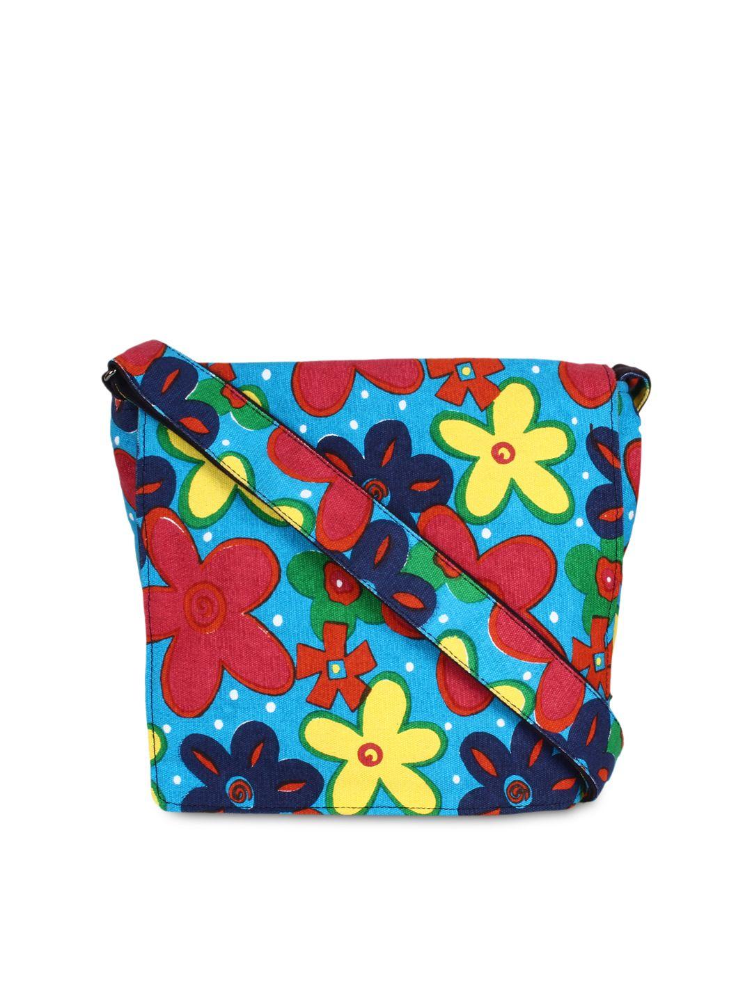 anekaant blue floral print sling bag