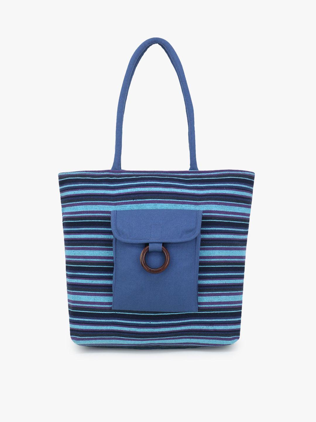 anekaant blue striped shoulder bag