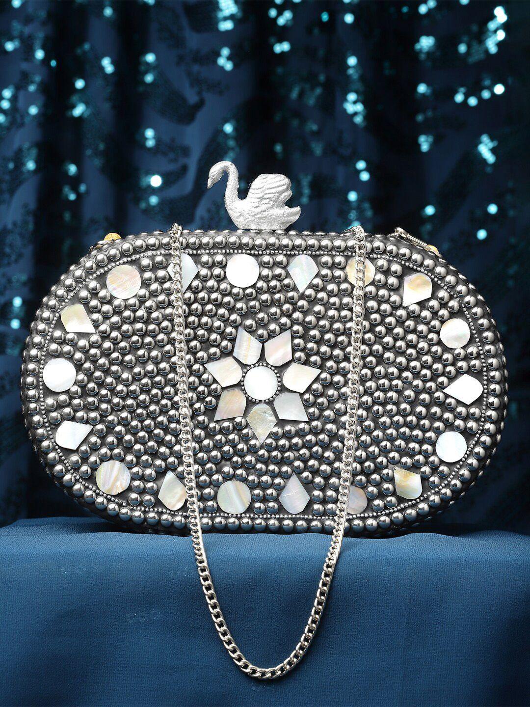 anekaant embellished buckle detail box clutch