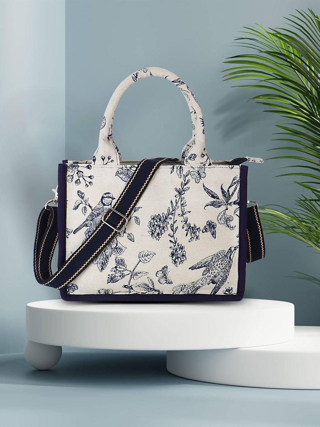 anekaant floral printed structured handheld bag