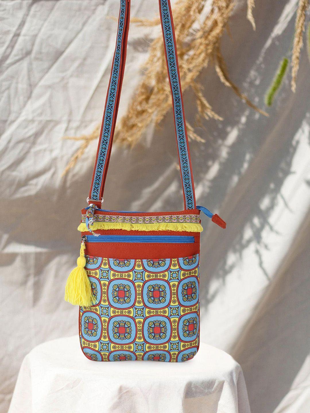 anekaant geometric printed structured sling bag