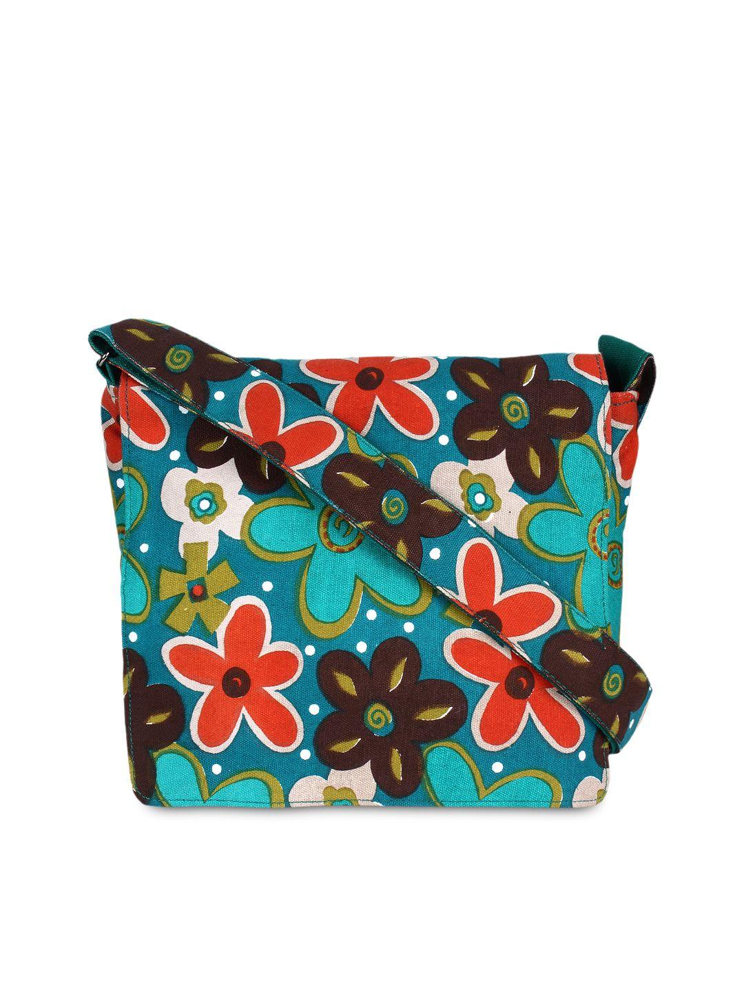 anekaant green floral print sling bag