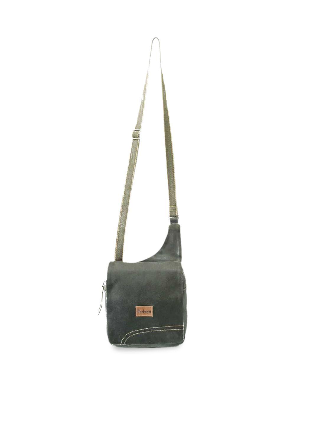 anekaant khaki leather shopper sling bag