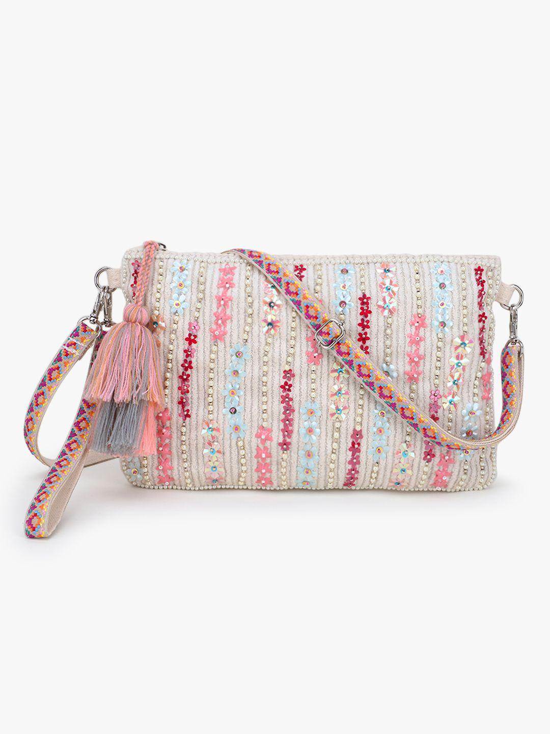 anekaant off-white embellished sling bag