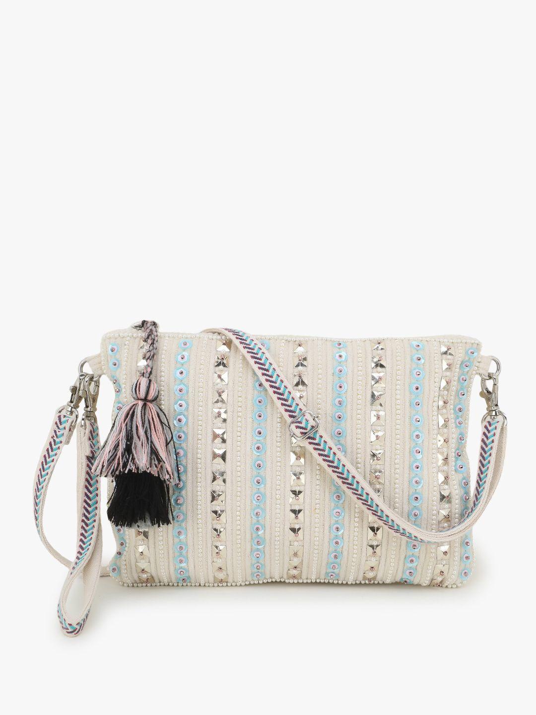 anekaant off-white embellished sling bag