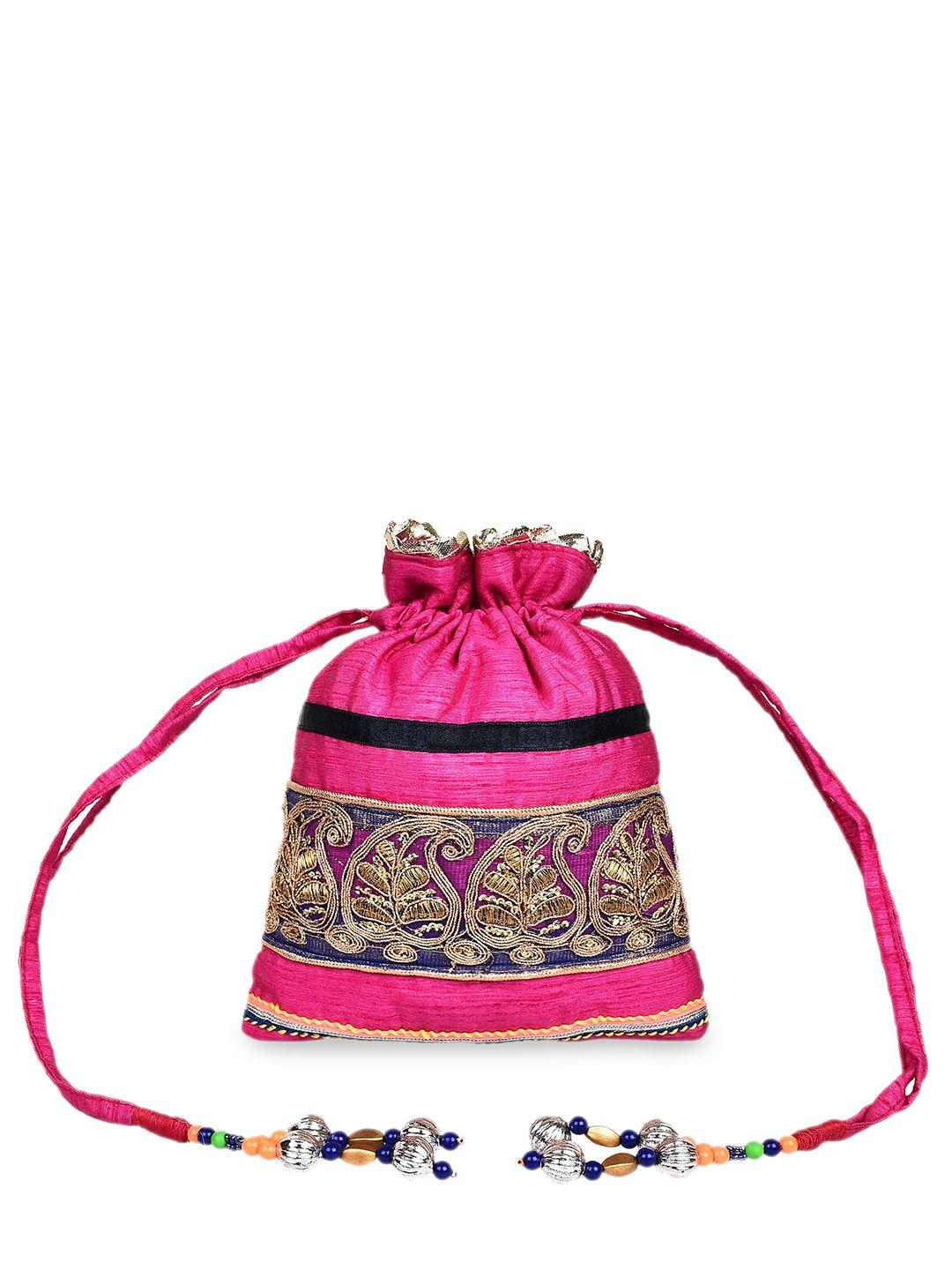 anekaant pink embroidered clutch