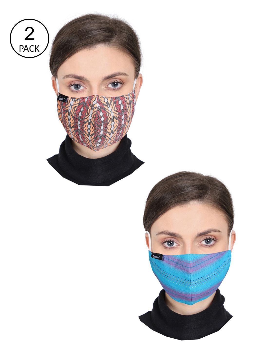 anekaant unisex pack of 2 printed 3-layer outdoor face masks