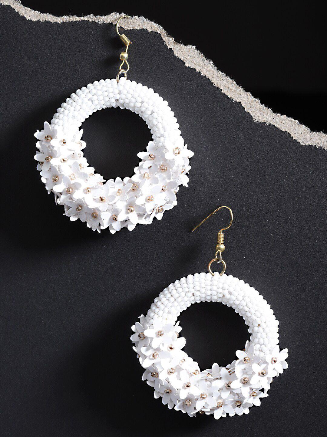 anekaant white circular drop earrings