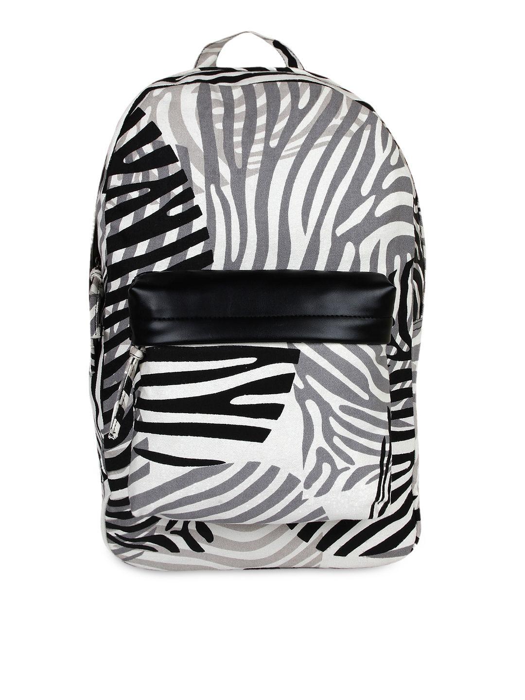 anekaant women black & white animal print backpack