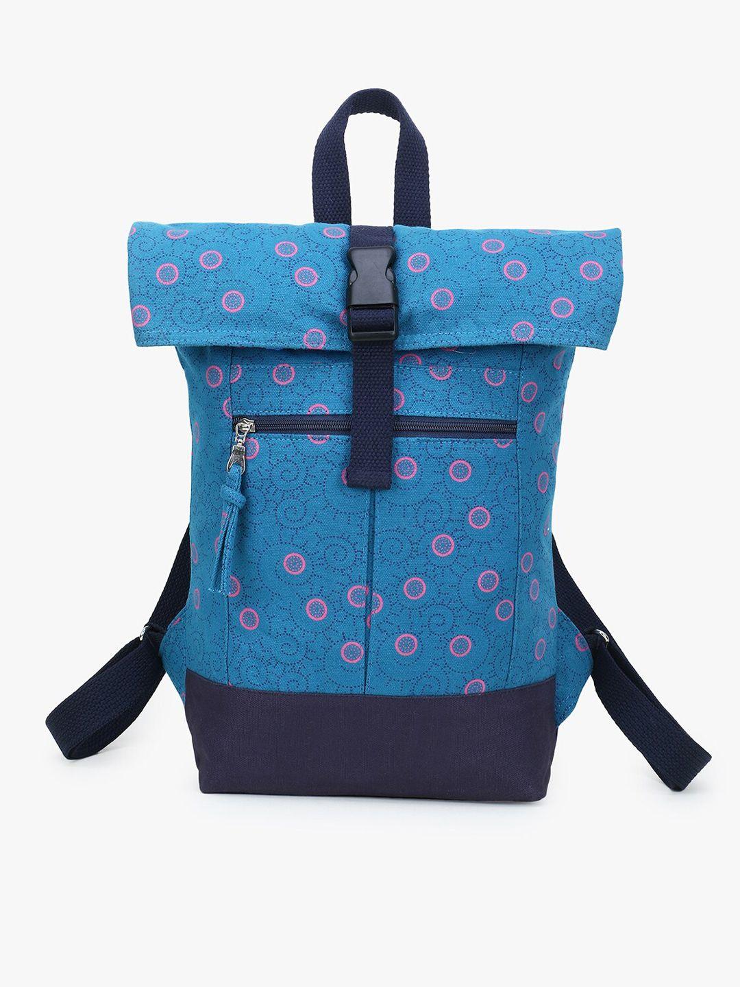 anekaant women blue & black printed backpack
