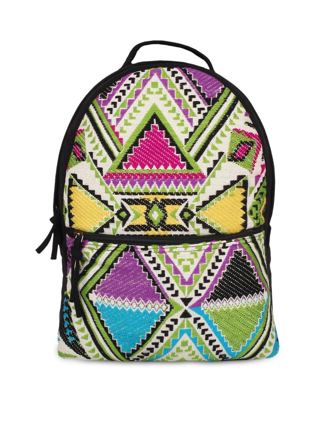 anekaant women multicoloured jacquard woven backpack