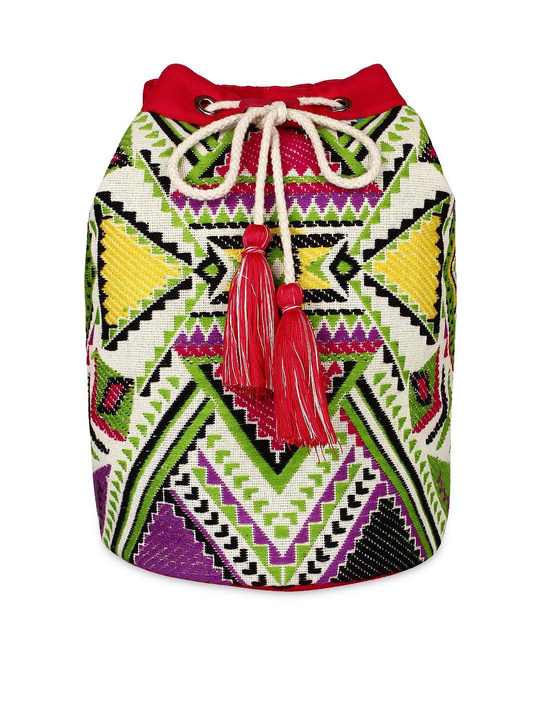 anekaant women multicoloured patterned backpack