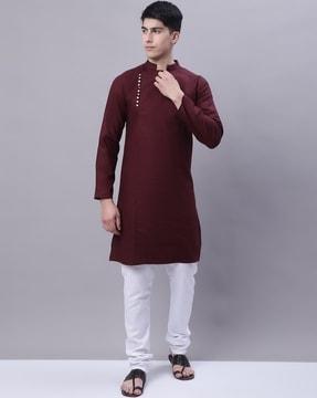 angarakha long kurta with mandarin collar