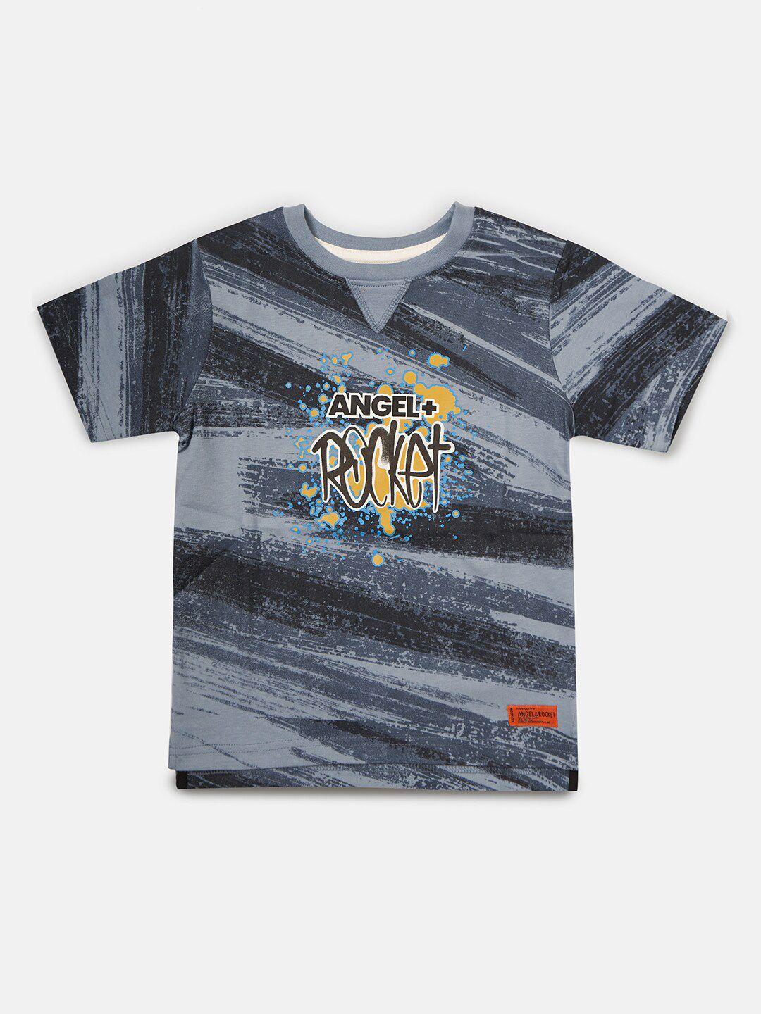 angel & rocket boys blue  and grey printed t-shirt