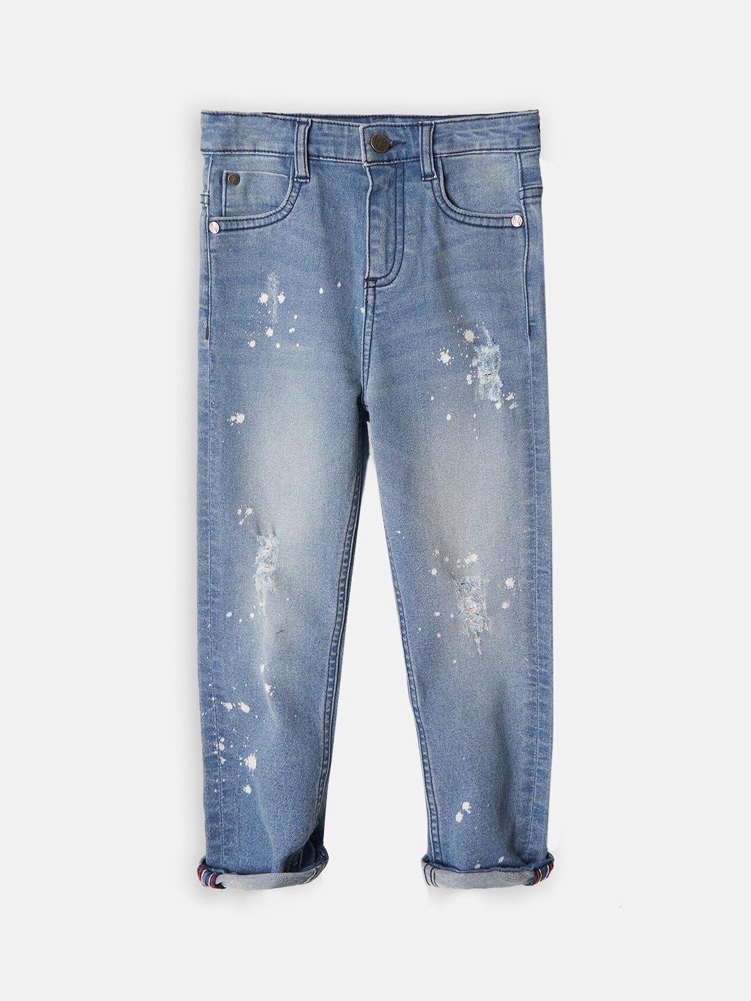 angel & rocket boys blue comfort low distress light fade stretchable cotton jeans