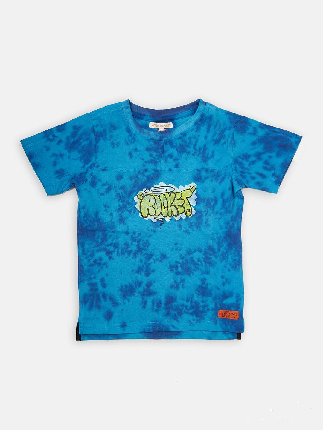 angel & rocket boys blue tie and dye dyed  t-shirt