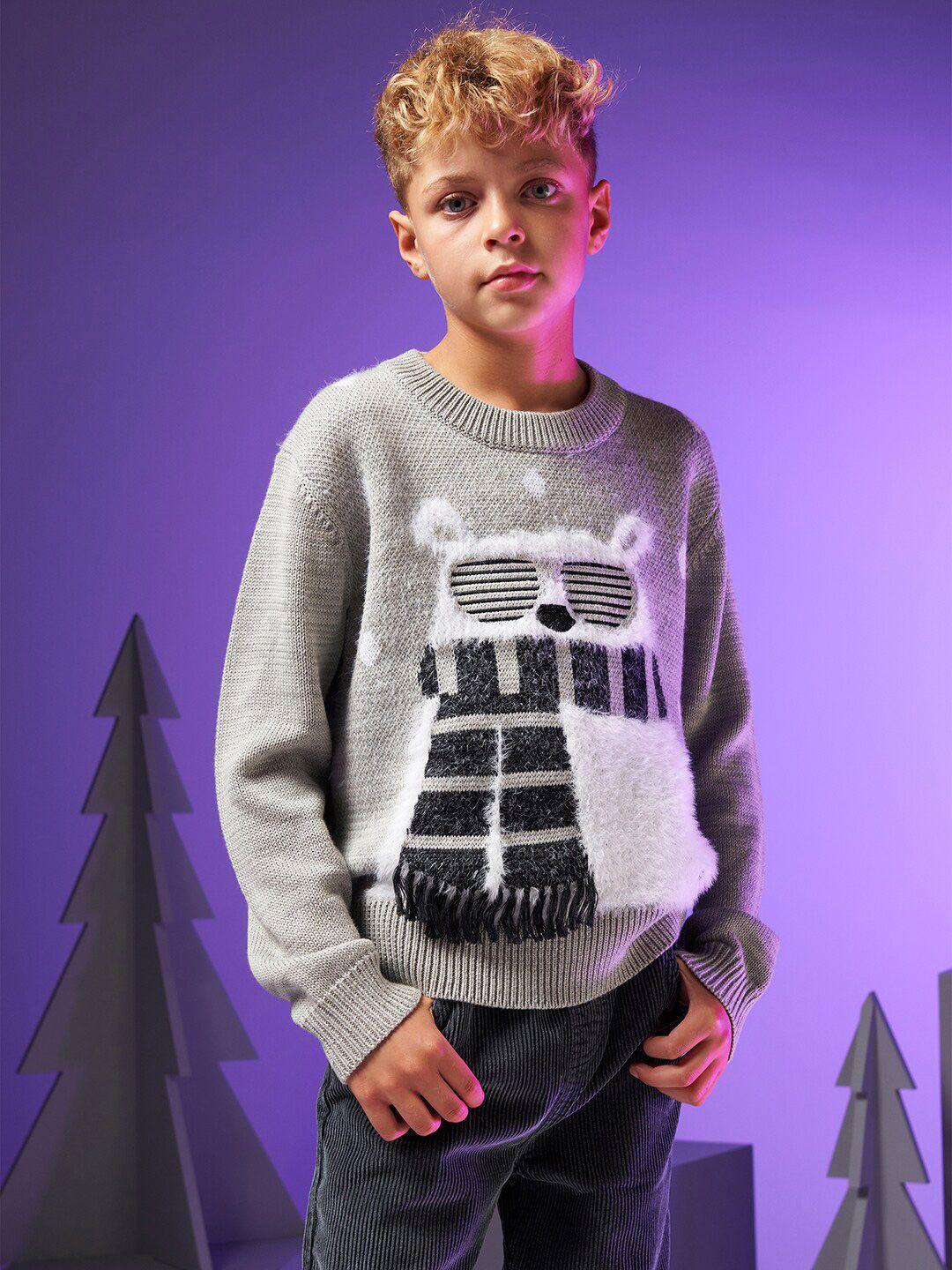 angel & rocket boys cotton pullover with fringed detail