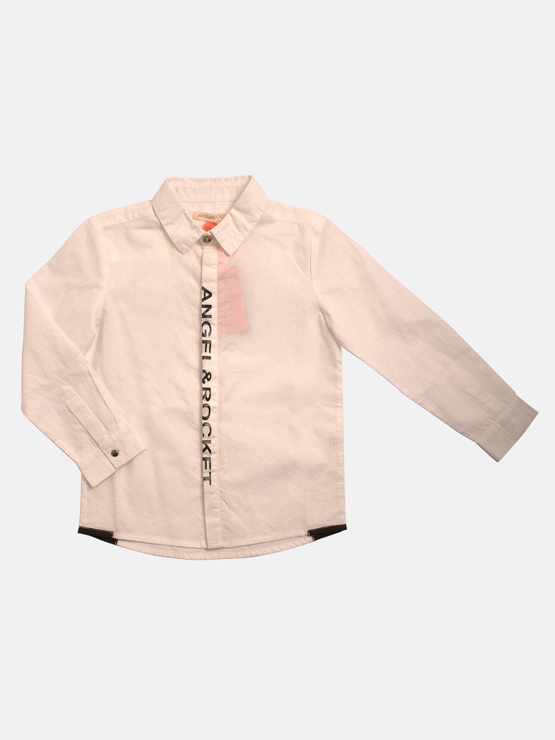 angel & rocket boys peach-coloured classic casual shirt
