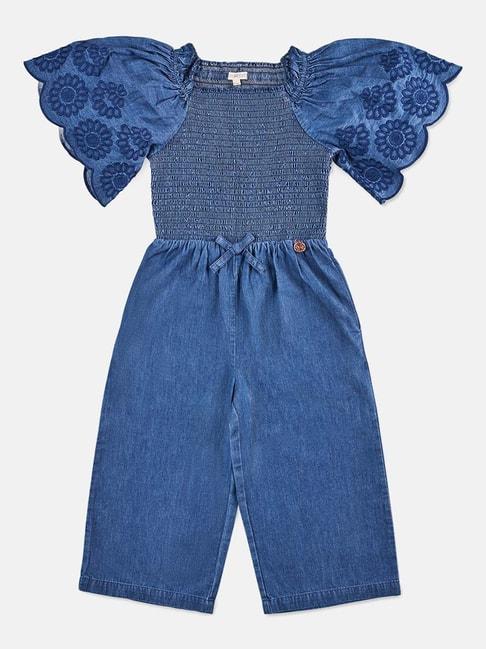 angel & rocket kids blue embroidered jumpsuit