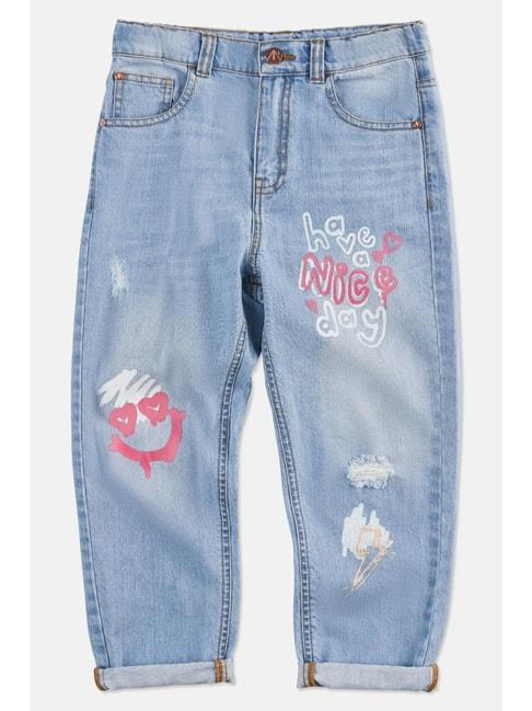 angel & rocket kids blue printed jeans