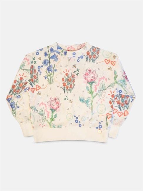 angel & rocket kids cream floral print full sleeves sweater