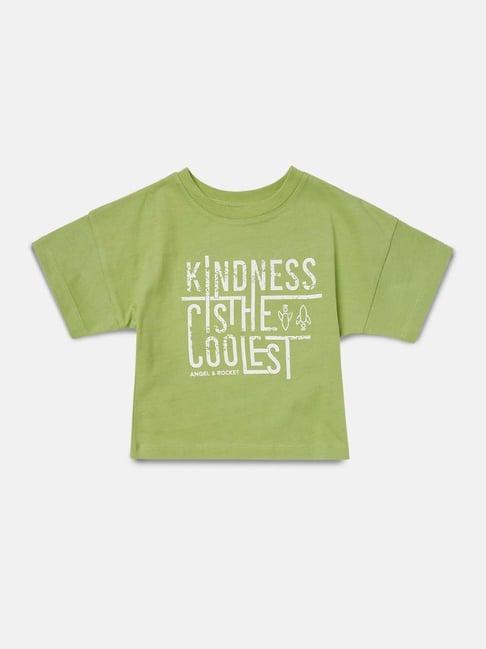 angel & rocket kids green graphic print t-shirt