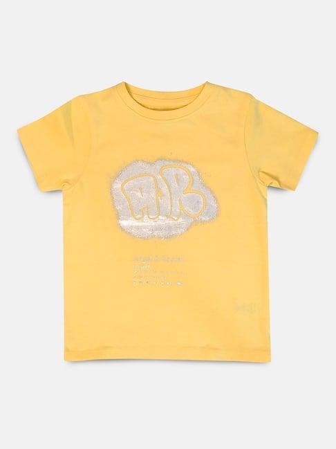 angel & rocket kids lime yellow cotton printed top