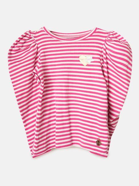 angel & rocket kids pink & white cotton striped full sleeves top