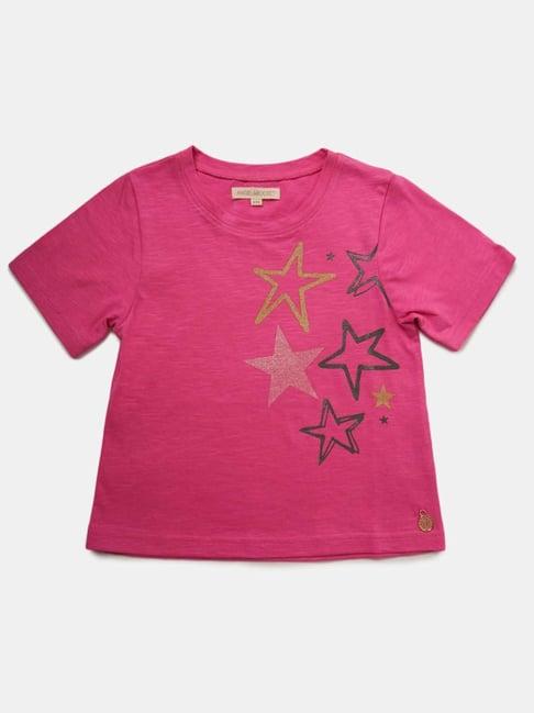 angel & rocket kids pink cotton printed t-shirt