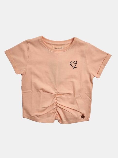 angel & rocket kids pink cotton regular fit t-shirt