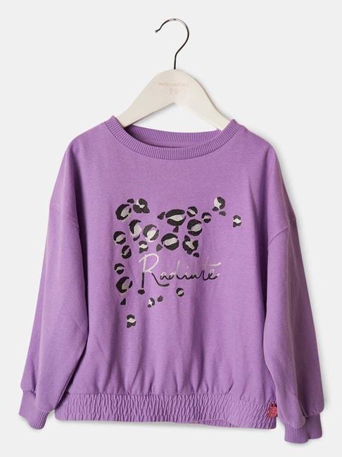 angel & rocket kids purple cotton printed full sleeves sweatshirt