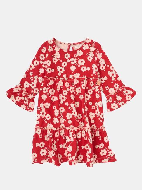 angel & rocket kids red cotton floral print dress
