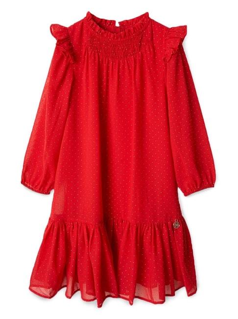 angel & rocket kids red embellished full sleeves dress