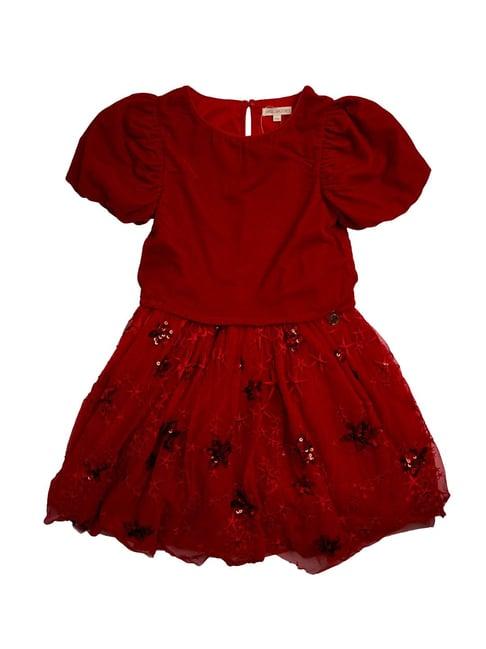 angel & rocket kids red embroidered dress