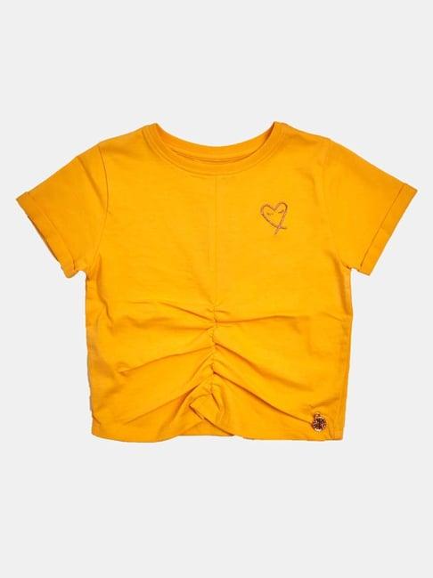 angel & rocket kids yellow cotton regular fit t-shirt