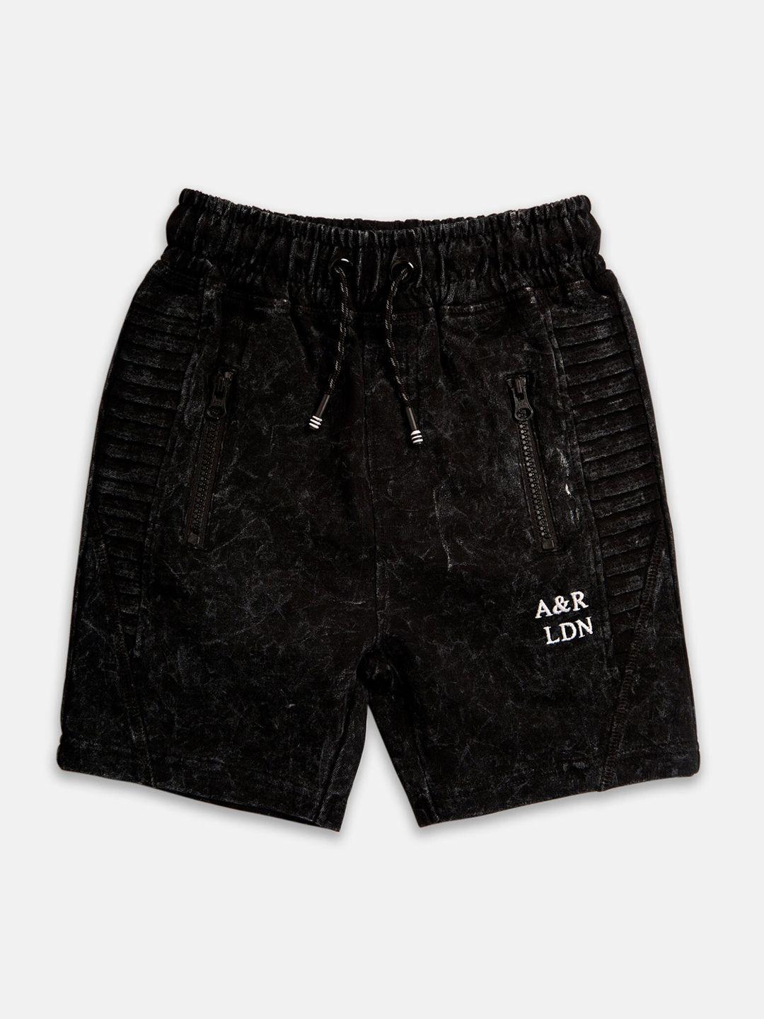 angel & rocket boys black printed shorts