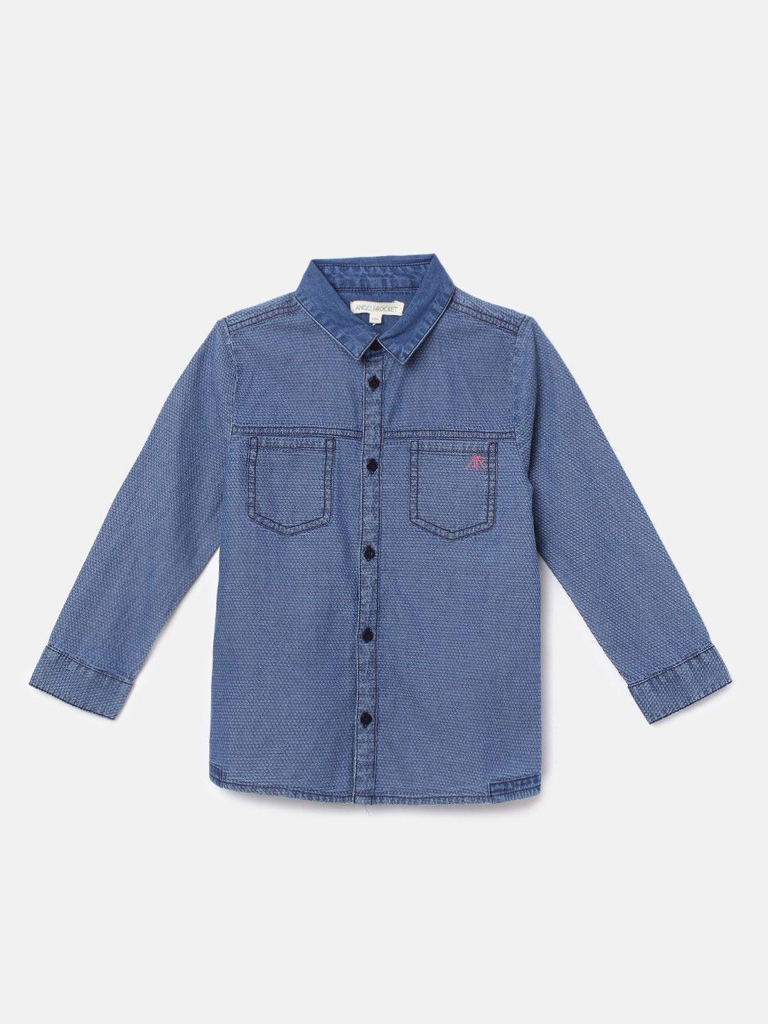 angel & rocket boys blue classic casual shirt