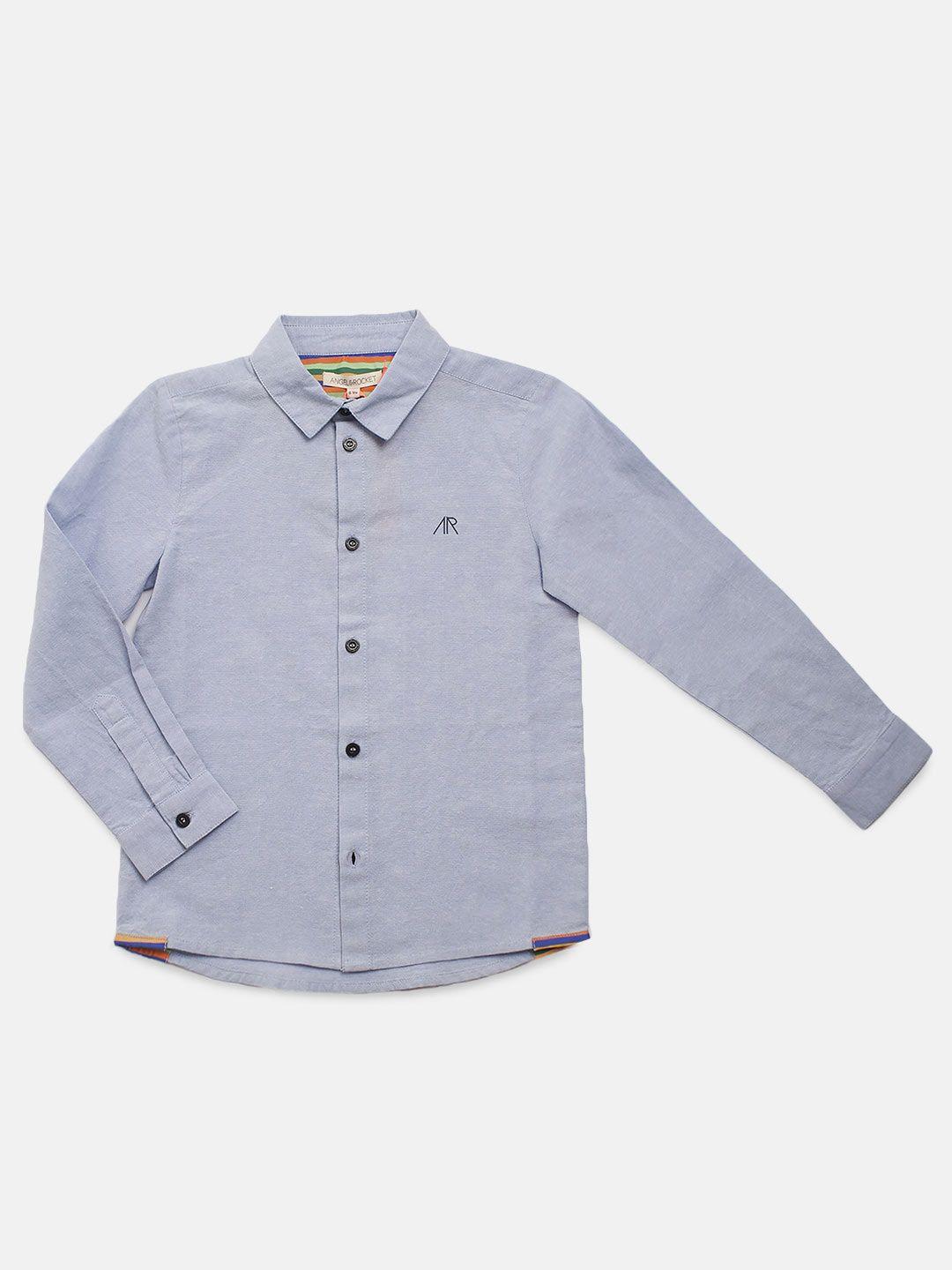 angel & rocket boys blue classic casual shirt