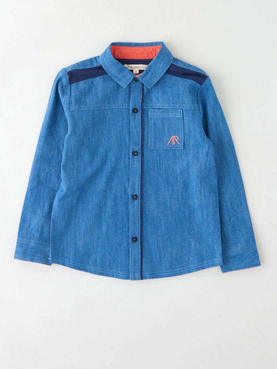 angel & rocket boys blue classic casual shirt