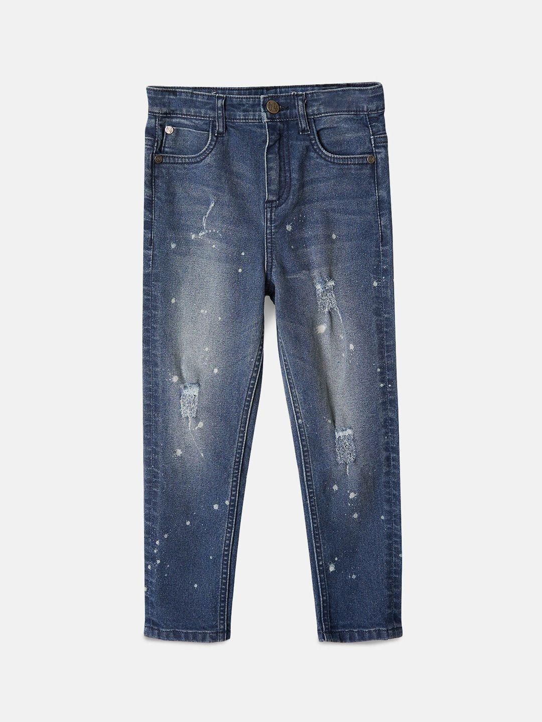 angel & rocket boys blue comfort mildly distressed heavy fade stretchable cotton jeans