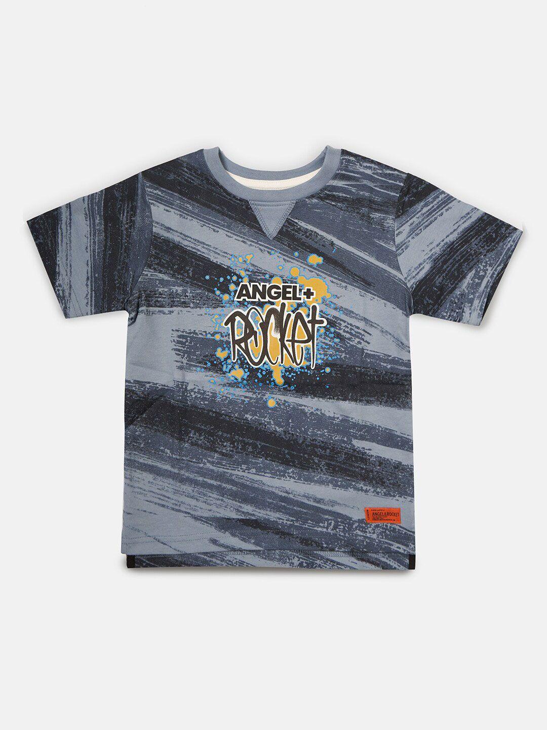 angel & rocket boys blue printed  t-shirt